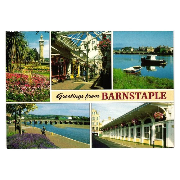 Greetings From Barnstaple Postcard Salmon Cameracolour Scenic Design Unused Coll - Picture 1 of 2